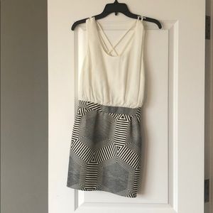 White mini-dress with printed bottom